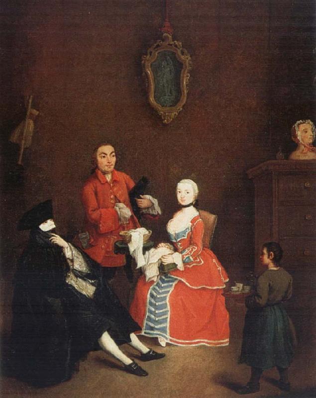 Pietro Longhi Visit of the Bauta oil painting picture
